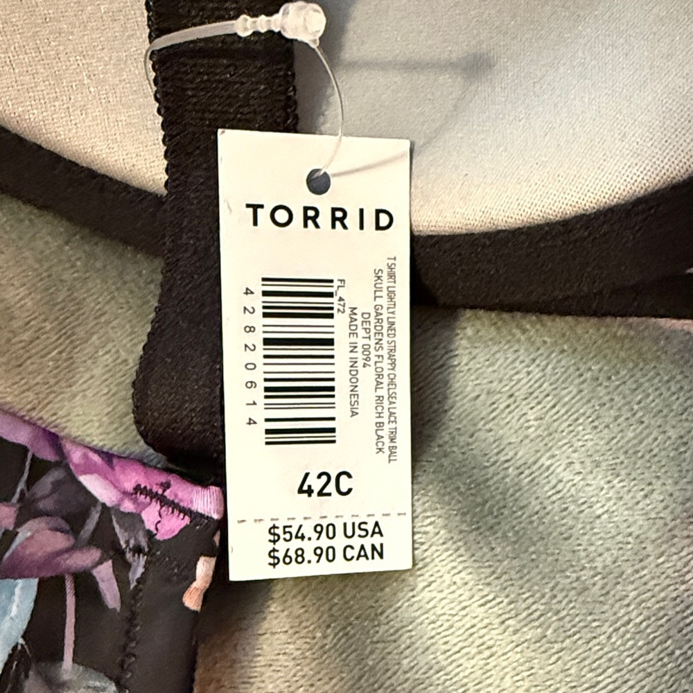 Torrid Black and Purple Floral Lace Bra - Picture 3 of 4